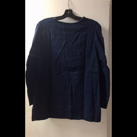 Navy Cotton Bubble Gauze Top - Picture 3 of 4
